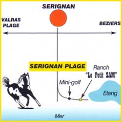 plan du ranch le petit sam situe a serignan plage proche de beziers dans l'herault 34